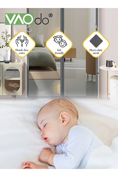VAODO Magnetic Screen Door Self Sealing Heavy Duty Hands Free Mesh Partition Keeps Bugs Out Pet and Kid Fr