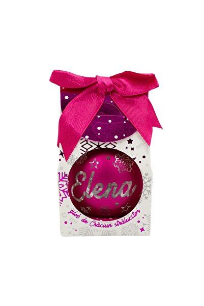 Gift Design Christmas globe, with LED, pink color, message "Elena"