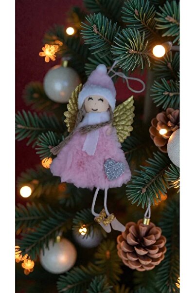 First Choice Christmas tree ornament 3/set, Pink angel with silver heart, 18cm