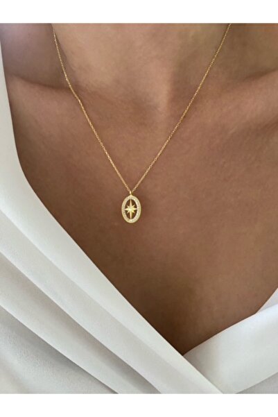 OJO TAKI KUTUP YILDIZI OVAL ÇERÇEVELİ KOLYE OJO00463 1,99