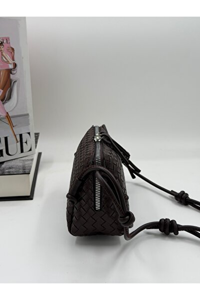 DMG Collection Vintage Suede and Leather Women's Shoulder Bag with Knitted Pattern, Adjustable Strap, and Charm Detail, Optional