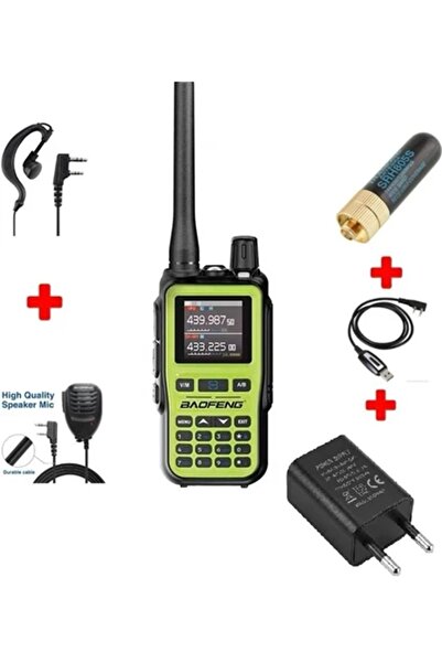 BAOFENG YEŞİL UV5R Mini El Telsizi Yeşil Full Paket