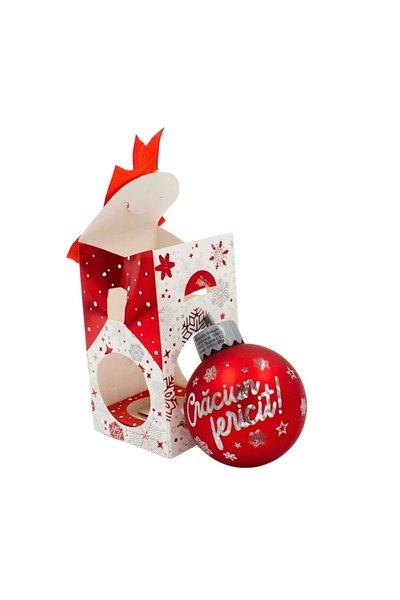 Gift Design Christmas globe, with LED, red color, message "Merry Christmas!"