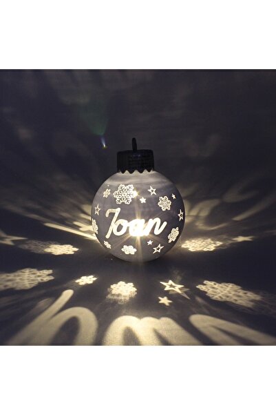 Gift Design Christmas globe, with LED, silver color, name "Ioan"