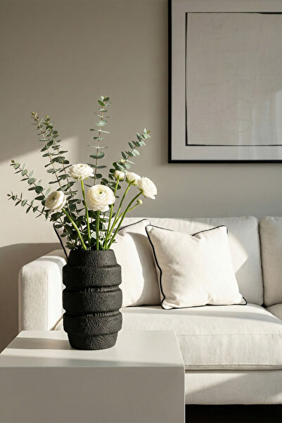 Koza Home مزهرية سيراميك سوداء من سافيا 10133