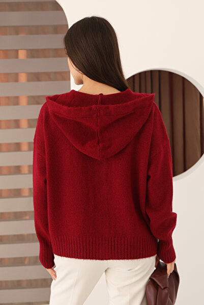 ALCHON Hooded Long Sleeve Lace-Up Four Button Soft Textured Stylish Standard Length Winter Basic Knitwear Cardigan