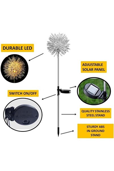 Generic 1 Set Of 2 Solar Aluminum Wire Ball Decorative Lights, Warm White