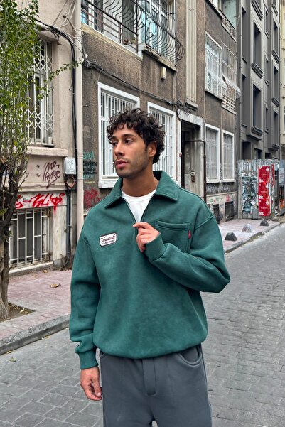 Flaw Wear Front Pocket Detail Half Zip Sweatshirt