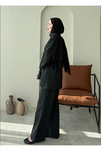 Molly Nelly Women's Elastic Waist Skuba Kimono Pants Set