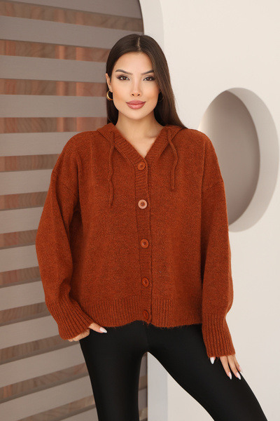 ALCHON Hooded Long Sleeve Lace-Up Four Button Soft Textured Stylish Standard Length Winter Basic Knitwear Cardigan