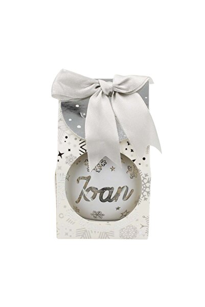 Gift Design Christmas globe, with LED, silver color, name "Ioan"