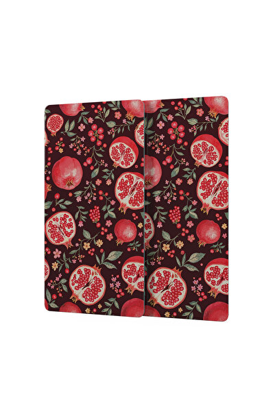 Decovetro Glass Coffee Table Set of 2 with Pomegranate Pattern 30 X 15 cm