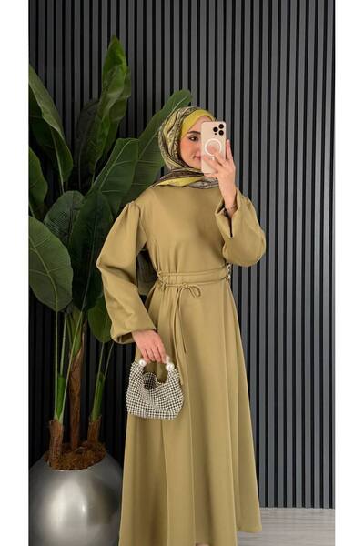 Molly Nelly Women's Skuba Lace-Up Front Lace-Up Detailed Long Dress