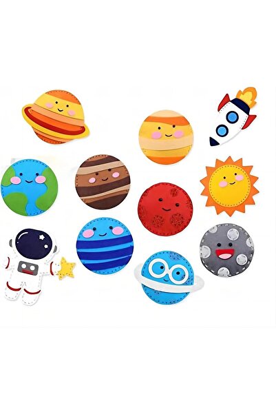 Bukela مجموعة خياطة اللباد للأطفال - مجموعة حرفية بطابع الفضاء (11 قطعة)