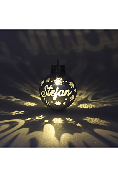 Gift Design Christmas globe, with LED, silver color, name "Ștefan"