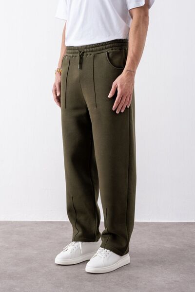 gothamvibes Men's Baggy Chill Khaki Sweatpants