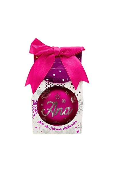 Gift Design Christmas globe, with LED, pink color, message "Ana"