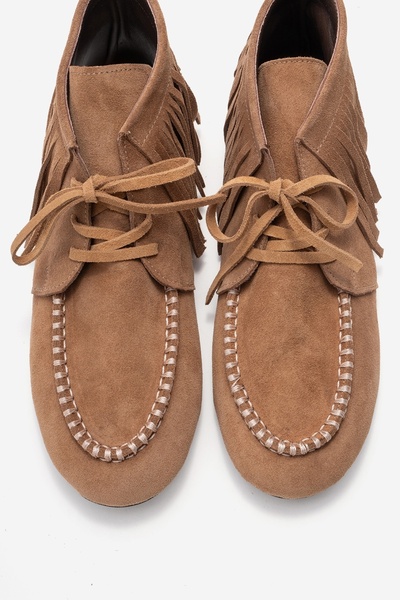 LuviShoes Γυναικεία μποτάκια με κρόσσια από γνήσιο δέρμα RAUX Toprak Suede