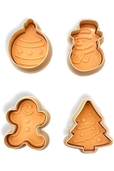 Bayev 4-Piece Christmas Cookie Mold 3133 Assorted Colors - Pine Tree Gingerbread Man Snowman Press Dough Cutter
