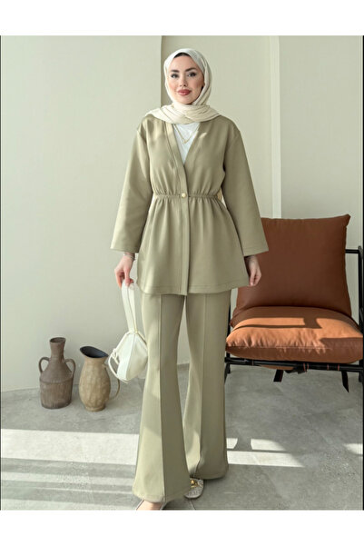 Molly Nelly Women's Elastic Waist Skuba Kimono Pants Set