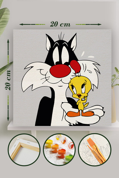 Palmiye Hobi Sanat Kırtasiye Sayılarla Boyama 20x20 Cm Tuval Seti Fırça Boya ...