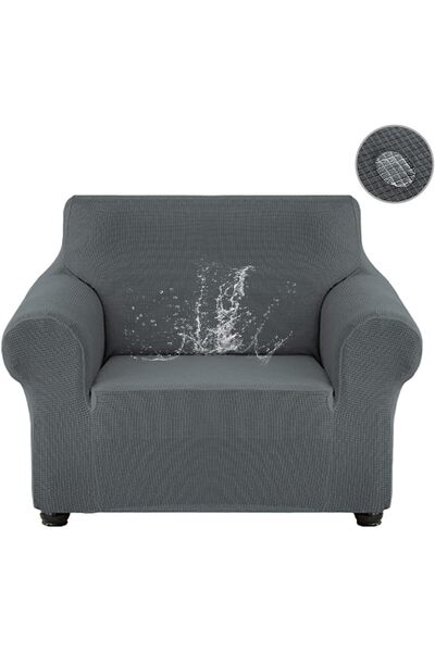 JZS Waterproof Sofa Slipcover Non-slip Stretch Spandex Jacquard (Grey, S)