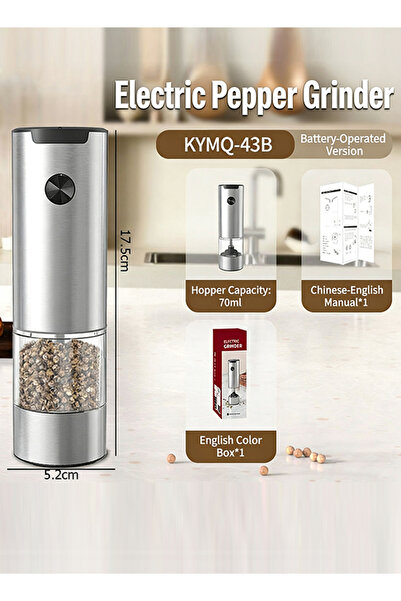 X SPRING Battery-Operated Automatic Pepper & Coffee Grinder - Adjustable Coarseness,Large Capacity