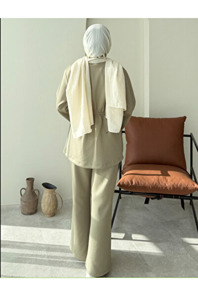 Molly Nelly Women's Elastic Waist Skuba Kimono Pants Set