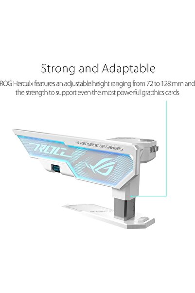 ASUS ROG Herculx Graphics Card Holder White (72-128mm, 3D ARGB, Aura Sync, Spirit Level)