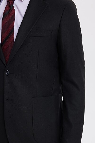 Tudors Men's Regular Fit Black Mono Collar Waist-Tied Suit with Pocket Pockets