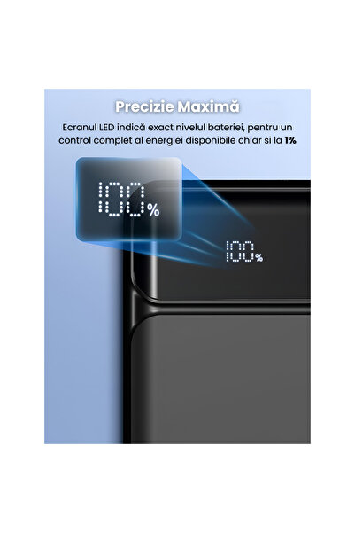 RONIC X External battery 10,000 mAh, RonicX, PD 22.5W, 3 cables USB-C, Lightning, USB-A, 3 ports, Black