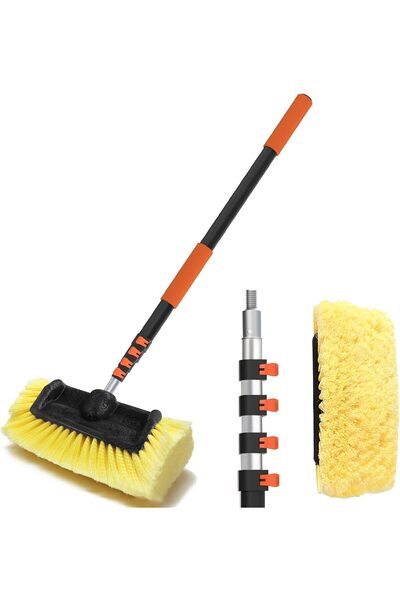 Generic فرشاة غسيل السيارات من Buyplus بطول 12 قدمًا مع مقبض تلسكوبي طويل من ...