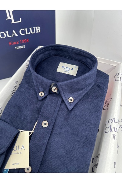 Piola Club Men's Shirt Without Pockets Regular Fit Velvet (Navy Blue)
