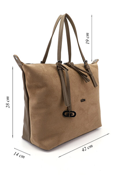 GÖNDERİ(R) Women's Mink Suede Long Strap Hand and Shoulder Bag