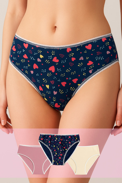 PAMORA 3-Piece Women's Panties Set – 95% Cotton 5% Elastane |   Soft, Flexible, All-Day Comfort