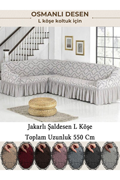 StarMall jakarli 7 Kişilik Şal desen L köşe koltuk örtüsü, Esnek koltuk kılıf...