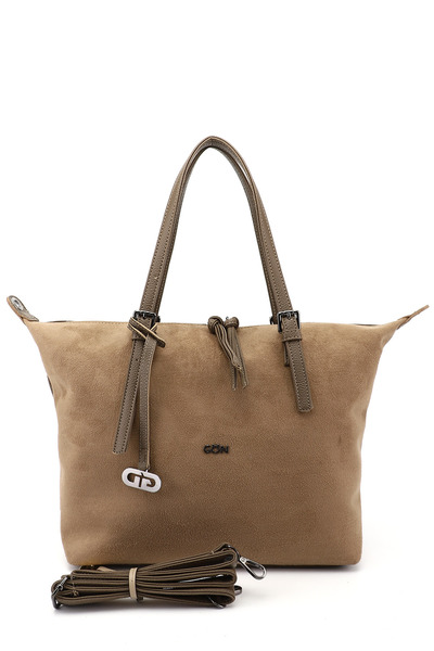 GÖNDERİ(R) Women's Mink Suede Long Strap Hand and Shoulder Bag