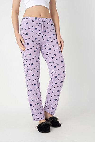 DONEX Βαμβακερή λεπτή αναπνεύσιμη υφασμάτινη κορδέλα μέσης λεπτομέρεια εμπριμέ χωρίς τσέπες Γυναικείες πιτζάμες κάτω