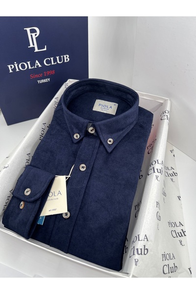 Piola Club Men's Shirt Without Pockets Regular Fit Velvet (Navy Blue)