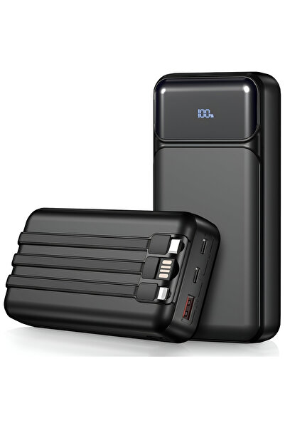 RONIC X External battery 20,000 mAh, RonicX, PD 22.5W, 3 USB-C, Lightning, USB-A cables, 3 ports, Black