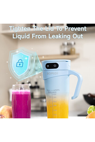 BOMIDI Portable Blender, Smoothie Maker with 6-Leaf Stainless Steel Blade for Home & Outdoor