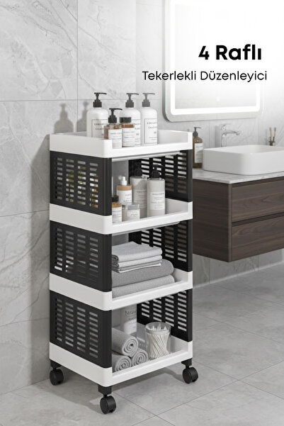 grimorlife 4 Raflı Banyo Düzenleyici Mutfak Rafı Banyo Dolabı Çok Amaçlı Plas...