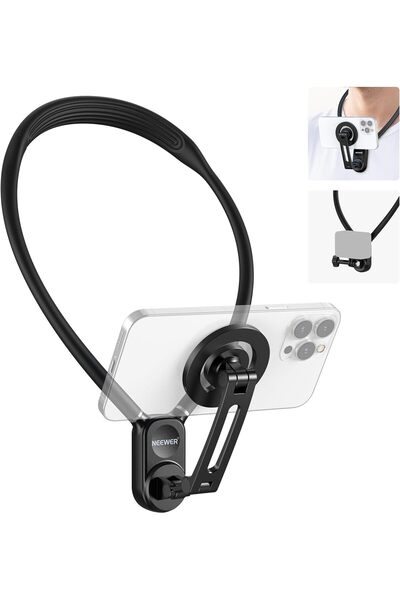 NEEWER حامل رقبة مغناطيسي لكاميرا الحركة والهاتف، حامل ثلاثي القوائم للرقبة ب...