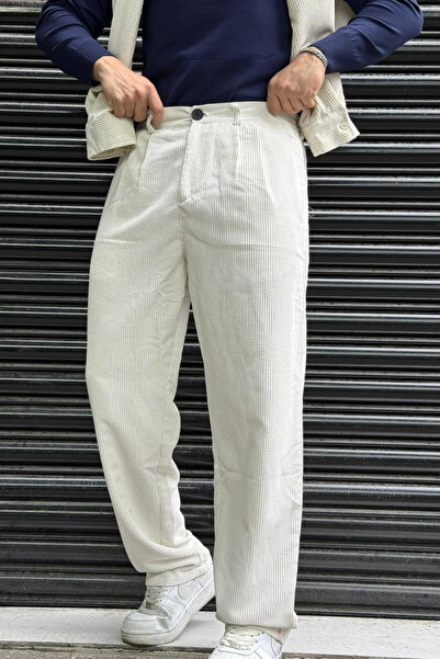 thesunfyre ΑΝΔΡΙΚΟ Πλισέ Παντελόνι Βελούδινο Φαρδύ Σχήμα