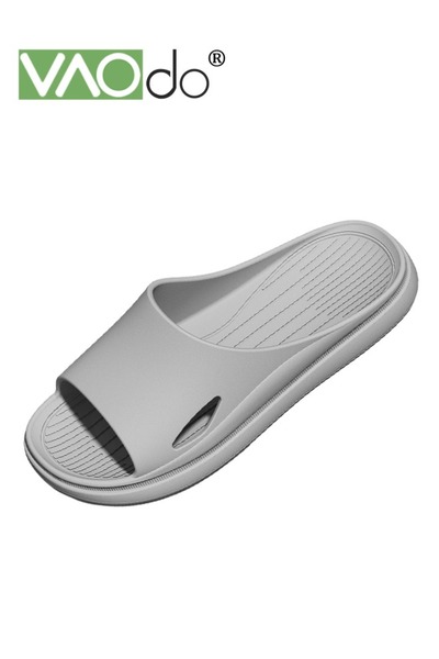 VAODO Pillow Slippers for Men Non Slip Quick Drying Shower Slides Bathroom Sandals Thick Sole Grey
