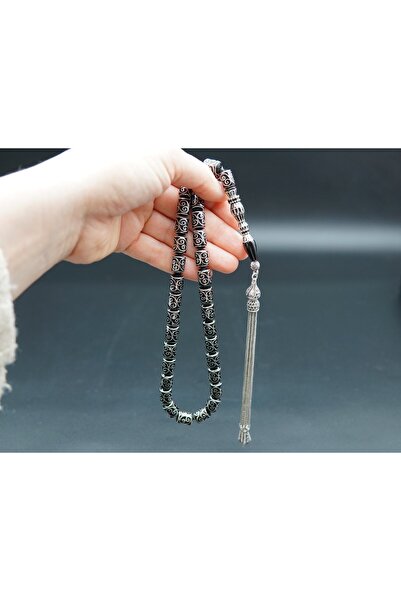 oltutasi.com.tr Kapsül Kesim Nakış İşlemeli Oltu Taşı Tesbih sk000155