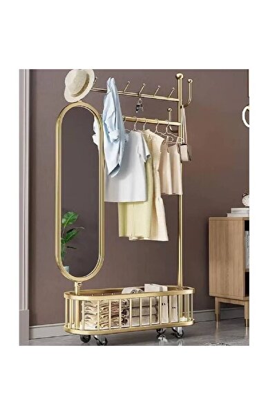 NKX شماعة معاطف فاخرة ذهبية اللون متوسطة الوزن وسميكة، مقاس 80 سم [مرآة دوارة...