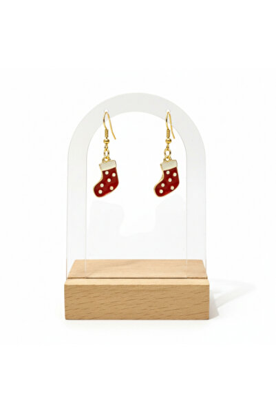Alyas Aksesuar New Year Themed Gold Color Enamel Earrings