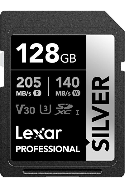 Lexar 128GB Professional Silver SDXC Memory Card (UHS-I, V30, 4K, up to 205/1...