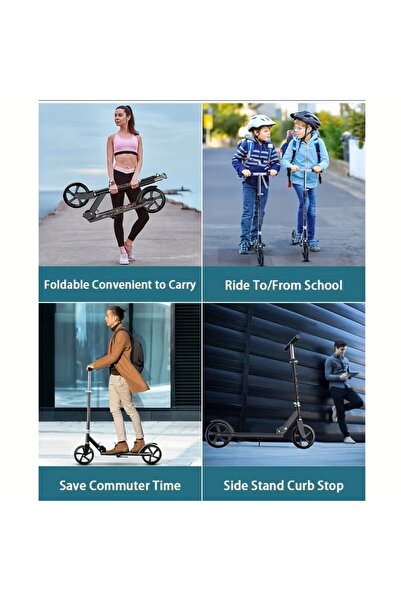 VOGMAX Foldable Kick Scooter with Anti-Shock Suspension & 3-Level Adjustable Handlebar Heavy-Duty
